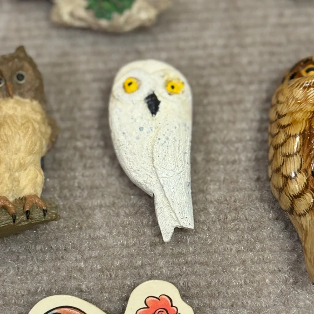 Vintage 1980s Dunkin' Donuts, Rooster, Owl, Nascar Refrigerator Magnets Set of 8